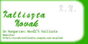 kalliszta novak business card